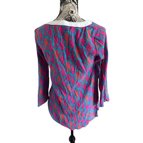 LILLY PULITZER Seahorse Print Tunic Top Sz XS - Picture 4 of 5